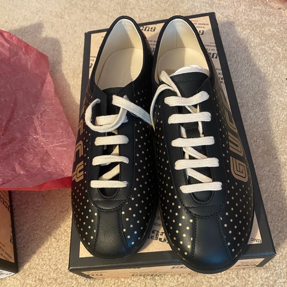 NEW Gucci Men Guccy Falacer Low Top Sneakers Black - Picture 6 of 8